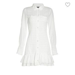 Veronica Beard Kelsey Smocked Cotton Shirt Dress